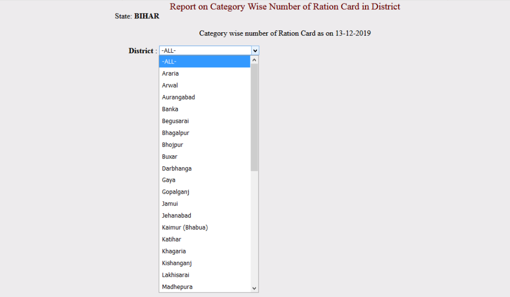 DOwnload Bihar Ration Card State Wise