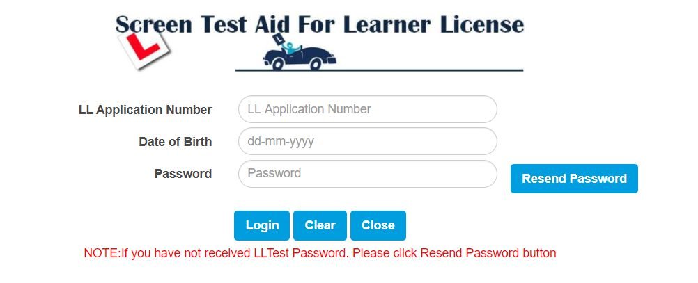Sarathi Parivahan Online Learner License Test