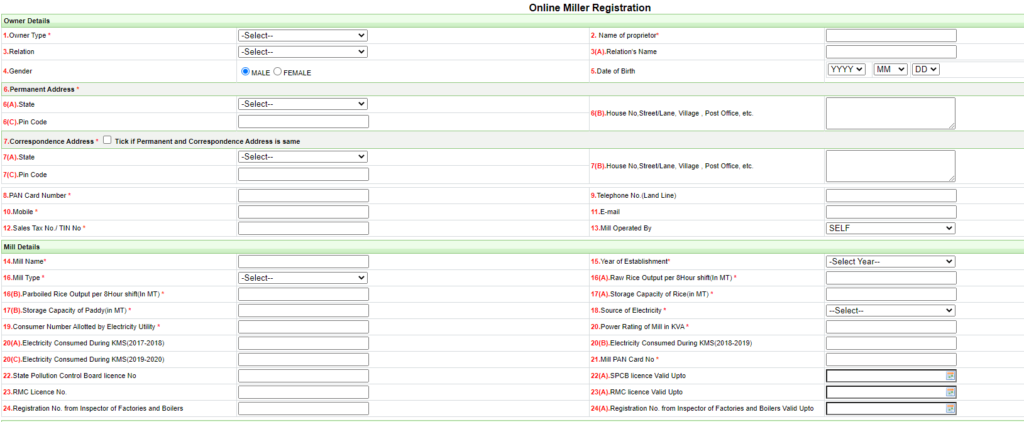 Online Registration Of Millers