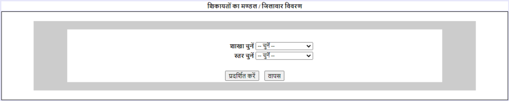 शिकायतों का मंडल / जिलावार विवरण