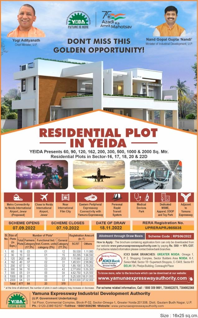 YEIDA Plot Scheme 2023 Online Apply, Draw List Date