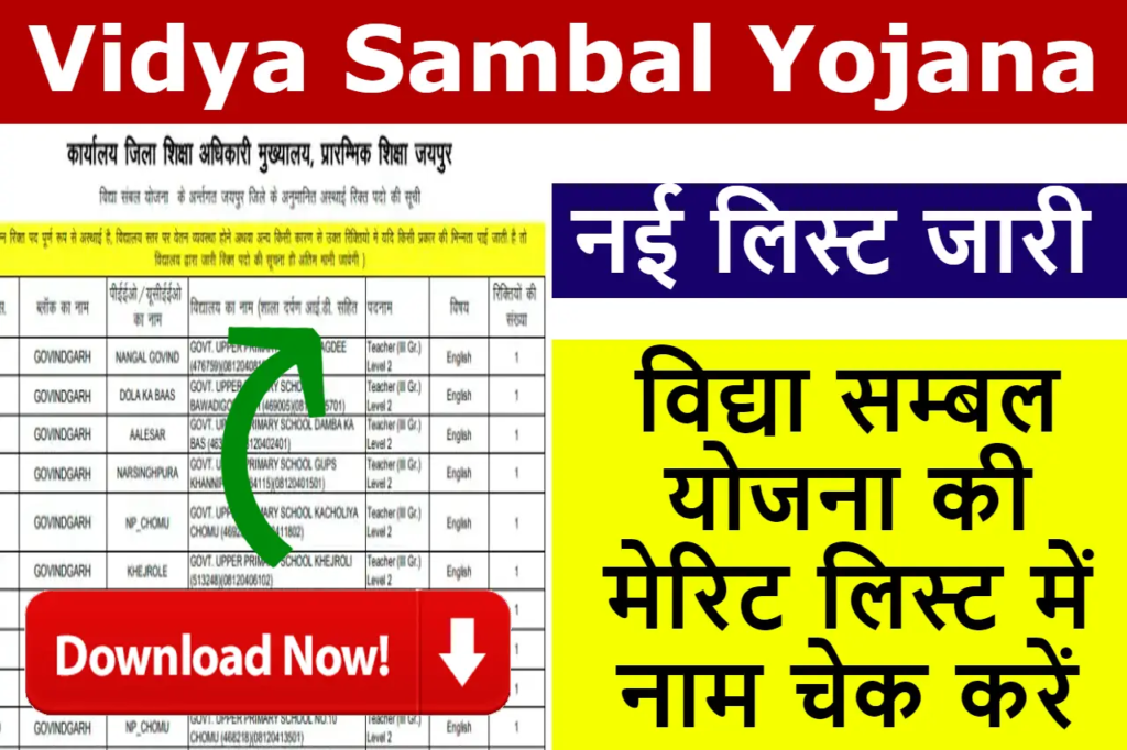Rajasthan Vidya Sambal Yojana School List